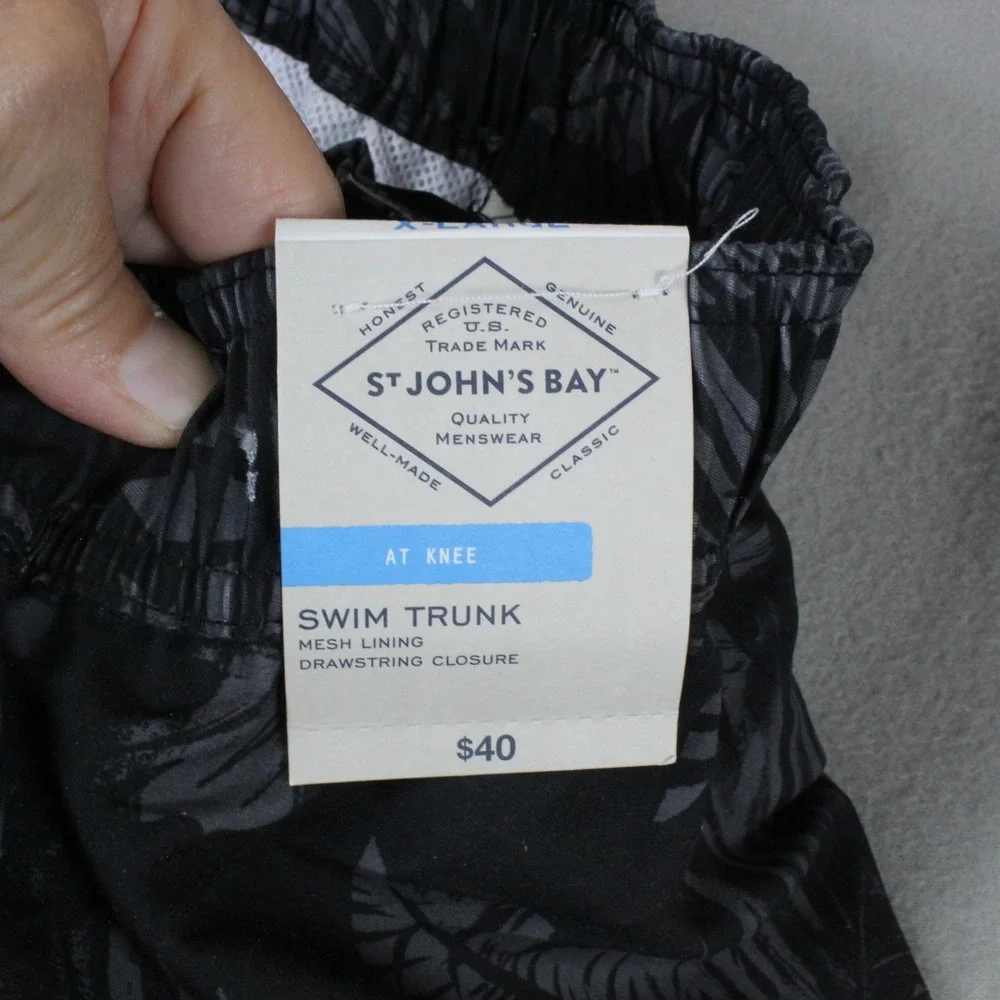 St Johns Bay Swim Trunks 2 Pack Palm Leaf Rock Island XL Black Blue NWT